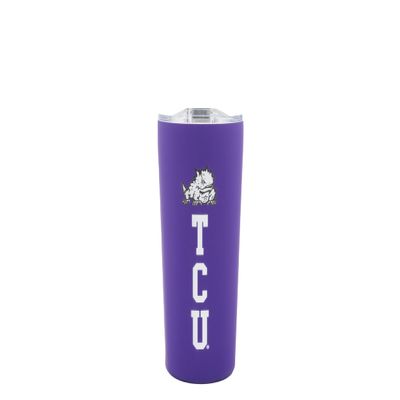 Decorvo Officially Licensed Collegiate Stainless Steel Tumbler - Double Walled Insulated Travel Tumbler with Slide Lid - 18 oz (Texas Christian Logo - Purple)