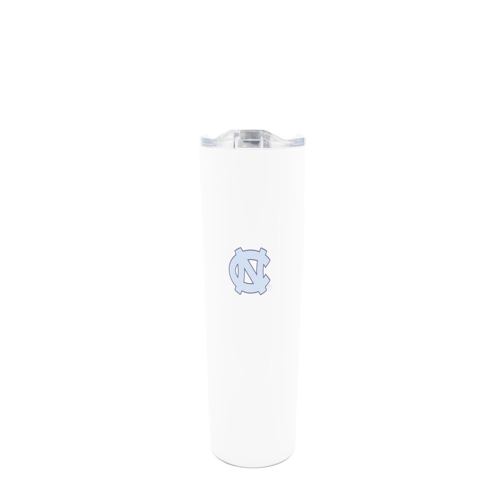 Decorvo Officially Licensed Collegiate Stainless Steel Tumbler - Double Walled Insulated Travel Tumbler with Slide Lid - 18 oz (N. Carolina Logo - White)
