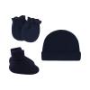 Baby Breathable Mittens Newborn Hat Gloves Foot Set Three Piece Multi Color Set 0 to 24Months Child (Navy, One Size)