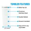 Decorvo Officially Licensed Collegiate Stainless Steel Tumbler - Double Walled Insulated Travel Tumbler with Slide Lid - 18 oz (Florida - White) view 2