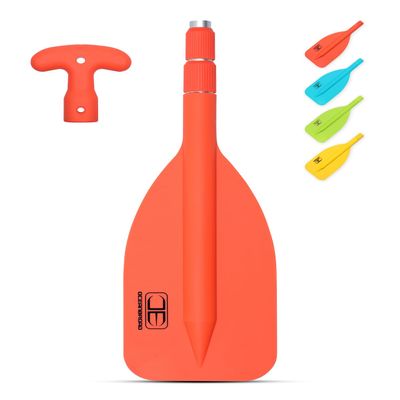 OCEANBROAD Telescoping Emergency Paddle 21''-42''Assembling Required Collapsible Paddles Aluminium Shaft for Kayaking Boating Canoeing River Tubing, Orange, 4 Paddles