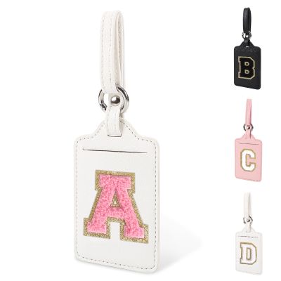 Initial Letter Luggage Tag A for Suitcases TSA Approved, PU Leather Personalized Luggage Tags with Privacy Cover Name Card, White Cute Monogrammed Luggage Handbag Tags for Women Kids(1 Pack Letter A)