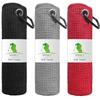 VIVIDLY 3 Pack Golf Towels (16" X 16"), Microfiber Waffle Pattern Golf Towel with Carabiner Clip, Suitable for Men's Golf Gifts (Black/Grey/Red) view 1