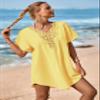Supnier Summer Womens Bathing Suit Cover Ups Casual Flowy Beach Cover Up Dress Short Sleeve Yellow XL view 3