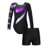TSSOE Kids Girls 2Pcs Long Sleeve Gymnastics Dance Outfit Leotard with Shorts Biketard Unitard Tracksuit J01 14 Years view 1