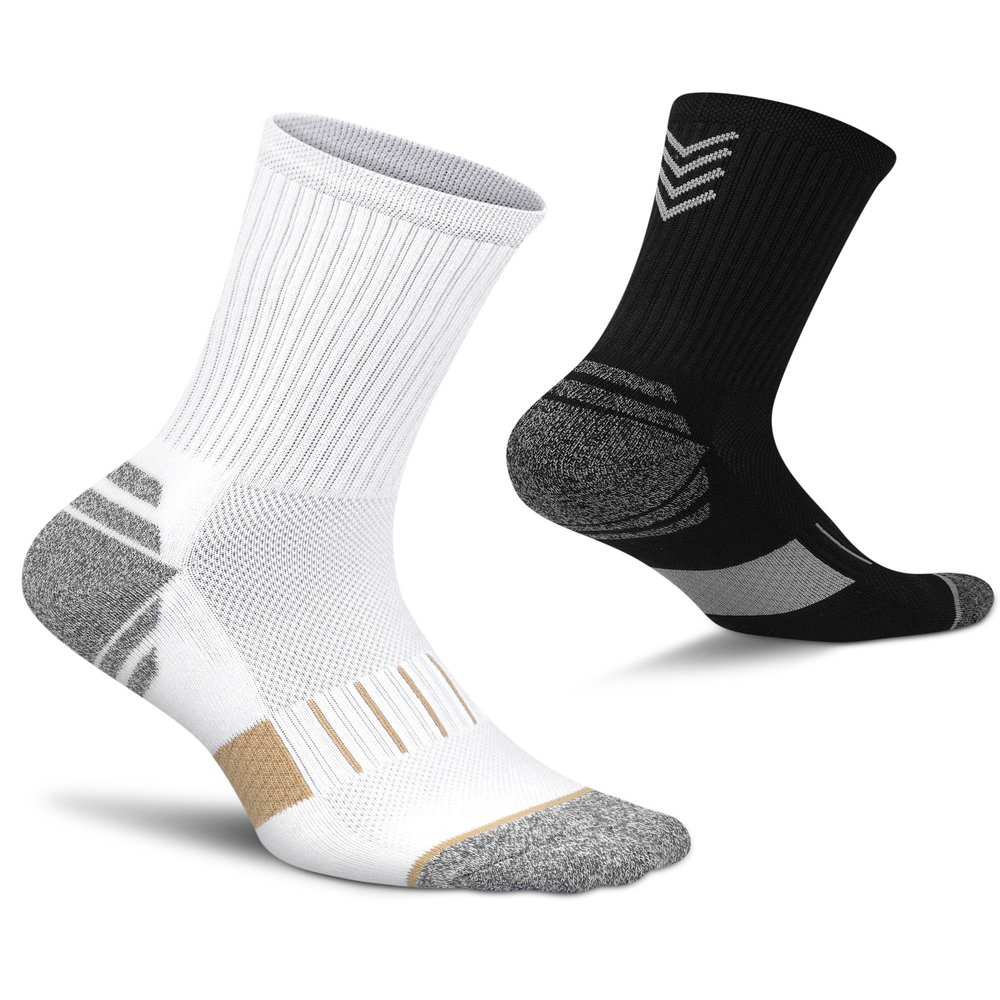 Amutost Crew Socks for Women,Athletic Hiking Running Compression Socks with Cushioned Support 3-6 Pairs