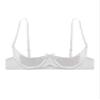 Alvivi Womens Sexy Satin Bras Spaghetti Straps Underwire Half Cup Push Up Lingerie Underwear White Large view 4