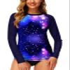 SPF Swim Top for Women Starry UPF 50+ Athletic Swimming Shirts Long Sleeve Beachwear Rash Guard M view 1