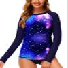 SPF Swim Top for Women Starry UPF 50+ Athletic Swimming Shirts Long Sleeve Beachwear Rash Guard M view 3