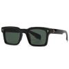 Big Square Sunglasses Ins KOL Selfie Sun Glasses with Retro Full Thick Frame Eyewears UV400 Lens, Black With Green view 1