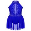 TSSOE Kids Girls Sleeveless Halter Shiny Sequins Lyrical Dance Dress Ballet Leatard Figure Skating Dress C03 14 Years view 1