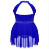 TSSOE Kids Girls Sleeveless Halter Shiny Sequins Lyrical Dance Dress Ballet Leatard Figure Skating Dress C03 14 Years view 2