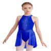 TSSOE Kids Girls Sleeveless Halter Shiny Sequins Lyrical Dance Dress Ballet Leatard Figure Skating Dress C03 14 Years view 3