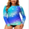 Deerose Women's UV Swim Top UPF 50+ Long Sleeve Rash Guard Ladies Gradient Active Surfing Shirts M view 1