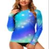 Deerose Women's UV Swim Top UPF 50+ Long Sleeve Rash Guard Ladies Gradient Active Surfing Shirts M view 3