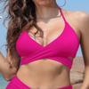 SHEKINI Womens Push Up Bikini Top Halter Bandage Bathing Suits Tops Criss Cross Swimsuits Top Only (Hot Pink - Top, XX-Large) view 2