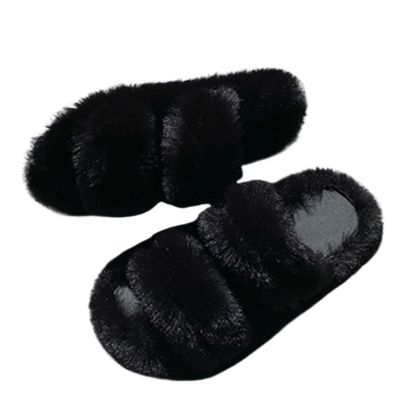 ALLC Women's Slippers Indoor Home Slippers Warm Cotton Slippers Autumn and Winter Cotton Slippers Double Strap Fur Slippers Indoor Warm Plush Bedroom Shoes (Color : C, Size : 7.5-8)