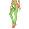 Agoky Women's High Waist Gym Leggings Tights Hollow Compression Workout Yoga Pants Fluorescent Green&Typeb Medium view 1