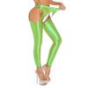Agoky Women's High Waist Gym Leggings Tights Hollow Compression Workout Yoga Pants Fluorescent Green&Typeb Medium view 2