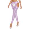 Agoky Women's High Waist Gym Leggings Tights Hollow Compression Workout Yoga Pants Purple&Typeb Large view 2