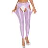 Agoky Women's High Waist Gym Leggings Tights Hollow Compression Workout Yoga Pants Purple&Typeb Large view 3
