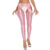 Agoky Women's High Waist Gym Leggings Tights Hollow Compression Workout Yoga Pants Pink&Typeb Medium view 2