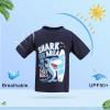 Boys Rash Guard 2 Pack Short Sleeve Toddler Kids Swim Shirt, Youth UPF 50+ Surfing/Sun/Beach Quick Dry Suit (Blue Shark,10) view 2