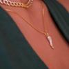 14K Gold Plated Cornicello Italian Horn Pepper Necklace Charm Pendant view 4
