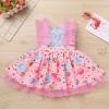 Baby Girl First Birthday Party Dress, Toddler Kids Candy Printed Ruffle Sleeve Sequin Tulle Tutu Princess A-line Pageant Evening Summer Sundress Photo Shooting Props Clothes Pink Candy 18-24M view 3