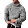 xoxingysm Mens Casual Turtleneck Sweaters Warm Twisted Pattern Basic Designed Solid Mock Neck Knitted Loose Fit Pullover Sweater Grey view 1