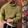 xoxingysm Mens Casual Turtleneck Sweaters Warm Twisted Pattern Basic Designed Solid Mock Neck Knitted Loose Fit Pullover Sweater Grey view 3