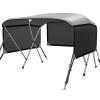 KAKIT Bimini Tops for Boats with 3 Mesh Sidewalls Rear Support Poles Boat Canopy Includes Straps Storage Boot(3 Bow 6'L x 46" H x 61"-66" W,Dark Gray) view 1