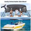 KAKIT Bimini Tops for Boats with 3 Mesh Sidewalls Rear Support Poles Boat Canopy Includes Straps Storage Boot(3 Bow 6'L x 46" H x 61"-66" W,Dark Gray) view 3