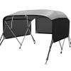 KAKIT Bimini Tops for Boats with 3 Mesh Sidewalls Rear Support Poles Boat Canopy Includes Straps Storage Boot(4 Bow 8'L x 54" H x 67"-72" W,Dark Gray) view 1