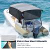 KAKIT Bimini Tops for Boats with 3 Mesh Sidewalls Rear Support Poles Boat Canopy Includes Straps Storage Boot(4 Bow 8'L x 54" H x 67"-72" W,Dark Gray) view 3