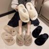 ALLC Women's Slippers Cross Strap Slippers Furry Slippers Autumn and Winter Slippers Thick Soled Cotton Slippers Home Slippers Indoor Warm Plush Bedroom Shoes (Color : C, Size : 5.5) view 3