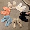 ALLC Women's Slippers Cross Strap Slippers Furry Slippers Autumn and Winter Slippers Thick Soled Cotton Slippers Home Slippers Indoor Warm Plush Bedroom Shoes (Color : C, Size : 5.5) view 4