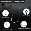 FishTrip 50/100 Pack Octopus Fishing Hooks - Offset Beak Circle Hooks for Fish Hooks Saltwater & Freshwater, Live Bait Fish Hook Black for Rigs Catfish, Bass Tuna, Walleye, Trout view 2