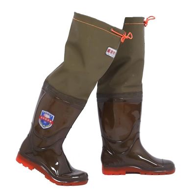 BcoMfy Fishing Hip Waders for men with boots 60cm high PVC oxford sole hunting wading boots (Color : Black, Size : 8)