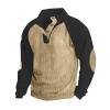 Alalaso Men's Corduroy Shirts Casual Lapel Collar Button Up Pullover Mock Neck Long Sleeve Sweaters Casual Polo Sweatshirts