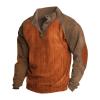 Alalaso Men's Corduroy Shirts Casual Lapel Collar Button Up Pullover Mock Neck Long Sleeve Sweaters Casual Polo Sweatshirts view 1