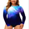 Deerose Womens UV Rash Guard UPF 50+ UV Protective Swimming Shirts Gradient Surfing Swim Top S view 1