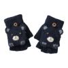 2 to 6Years Toddler Breathable Mittens Knitting Children Cartoon Bear Half Refer To Flip Warm Leakage Refers To Write (Navy, One Size) view 1