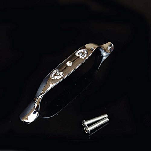 Southst 128mm Creative Rhinestone Love Furniture Handle Shine Silver Win Cabinet Dresser Handle Glass Crystal Drawer Knob 96mm - (Color: 96mm Handles)