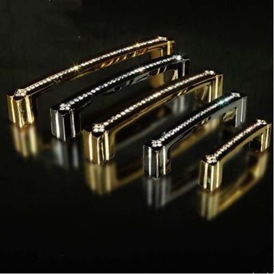 Southst 128mm Gold Diamond Furniture Handle K9 Crystal Wine Cabinet Wardrobe Door Handle Shiny Silver Dresser Cupboard Pulls 5" - (Color: Silver)
