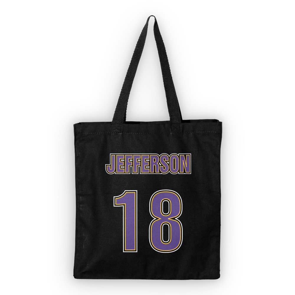 Jefferson Griddy Tote Bag Justin Minnesota (Black)