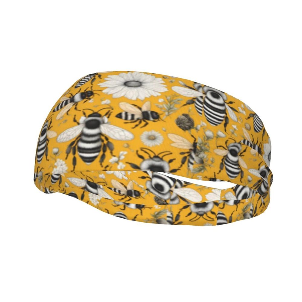 MYGANN Cartoon Bee Unisex Fashion Sports Sweatband for Football Basketball Gym Workout Clothing Accessories, Black
