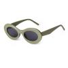 DQbhzh Retro Oval Sunglasses for Women Men 90s Small Trendy Cute Glasses Vintage Shades(Green Frame Gray Lenses) view 1