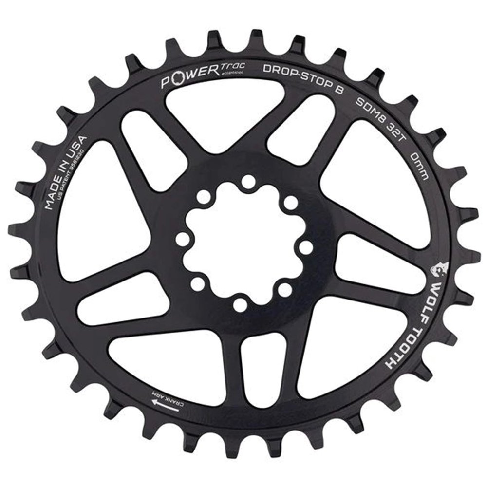 Wolf Tooth Elliptical Direct Mount Chainring - 32t, Direct Mount, Drop-Stop B, for 8-Bolt Cranksets, 0mm, Black