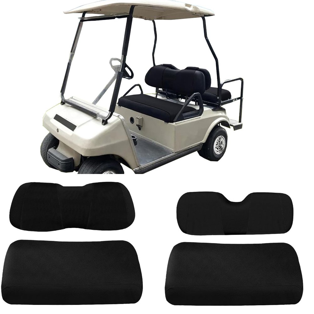 Dr.Acces Golf Cart Seat Cover Front+ reat seat Cover,Polyester Mesh |Breathable Bench Seat Cover for EZGO TXT RXV & Club Car DS 2000-up with 4 Seats (Flat Backrest)